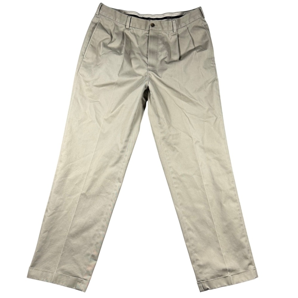 Brooks Brothers Mens Advantage Chino Elliot Pleated Khaki Pants 34x31 Act Cuffed